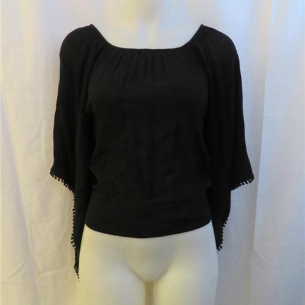 LOVE & LOVE BLACK BOHEMIAN TOP W/BACK TIE S